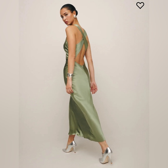 Reformation - size 2 - Silk Casette Dress (color: artichoke) - Picture 6 of 7